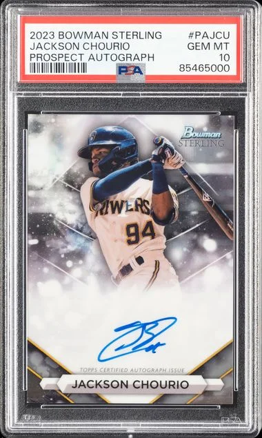 2023 Bowman Sterling Jackson Chourio Prospect Autographs #PAJCU card image