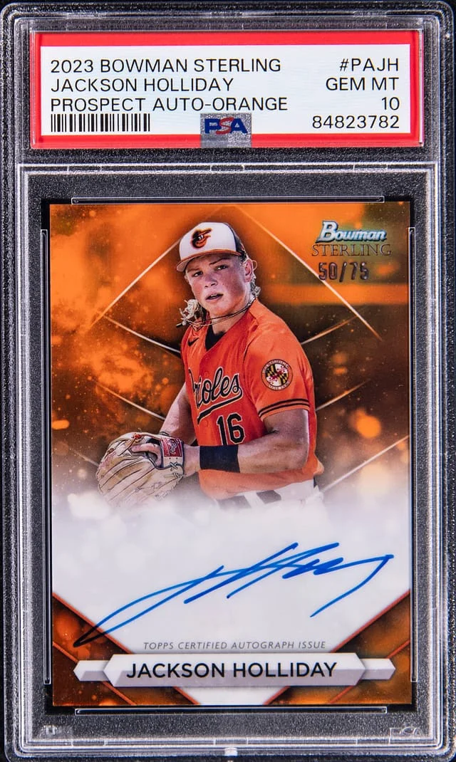 2023 Bowman Sterling Jackson Holliday Prospect Autographs Orange Refractors #PA-JH card image