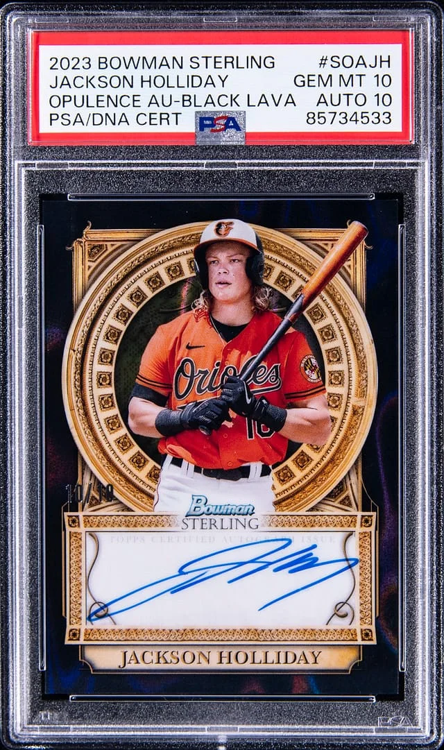 2023 Bowman Sterling Jackson Holliday Opulence Autograph Black Lava #SOAJH card image