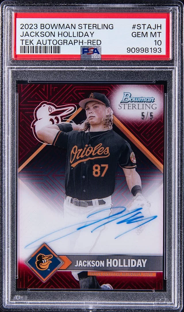 2023 Bowman Sterling Jackson Holliday Tek Autograph Red Refractor #STA-JH card image
