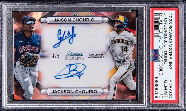 2023 Bowman Sterling Jaison Chourio/Jackson Chourio Dual Autograph Rose Gold Refractor #DRA-CC card image