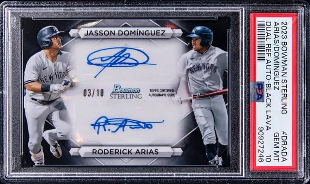 2023 Bowman Sterling Jasson Dominguez/Roderick Arias Dual Refractor Autographs Black Lava Refractor #DRA-DA card image