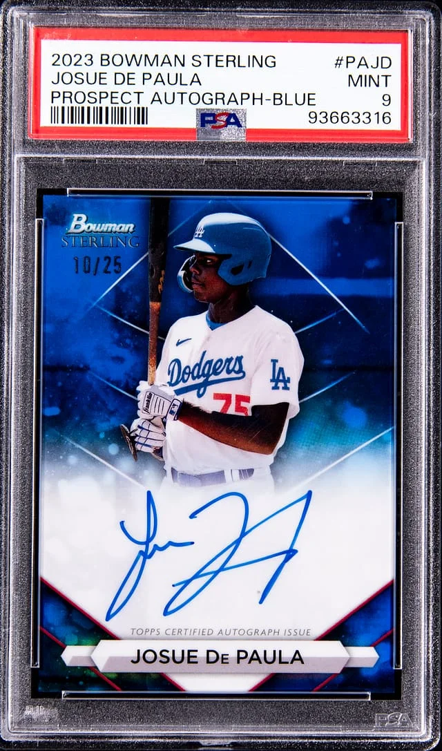 2023 Bowman Sterling Josue De Paula Prospect Autographs Blue Refractor #PA-JD card image