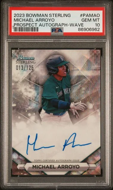 2023 Bowman Sterling Michael Arroyo Prospect Autographs Wave #PA-MAO card image