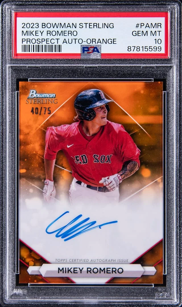 2023 Bowman Sterling Mikey Romero Prospect Autograph Orange #PAMR card image