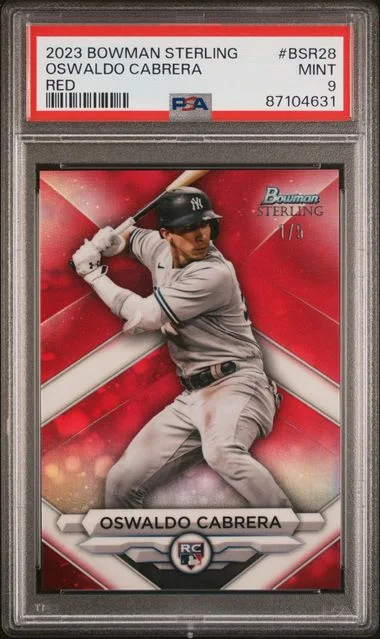 2023 Bowman Sterling Oswaldo Cabrera Red #BSR28 card image