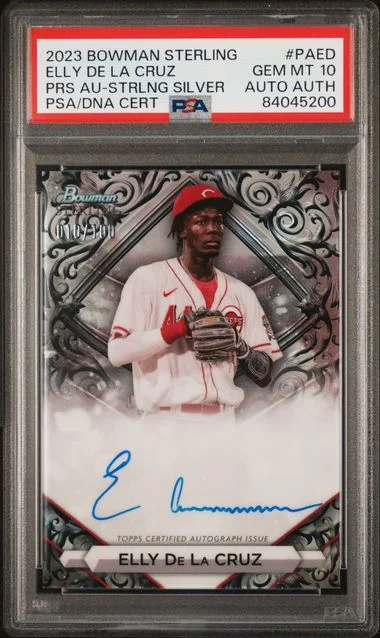 2023 Bowman Sterling Prospect Autographs Sterling Silver Paed Elly De La Cruz #no-number card image