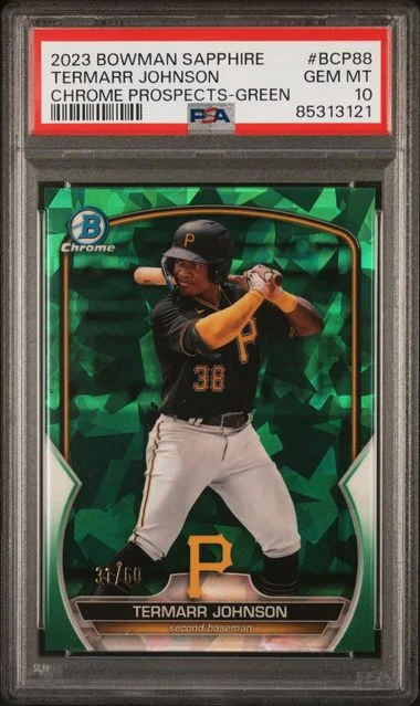 2023 Bowman Termarr Johnson Sapphire Edition Chrome Prospects Green #BCP-88 card image