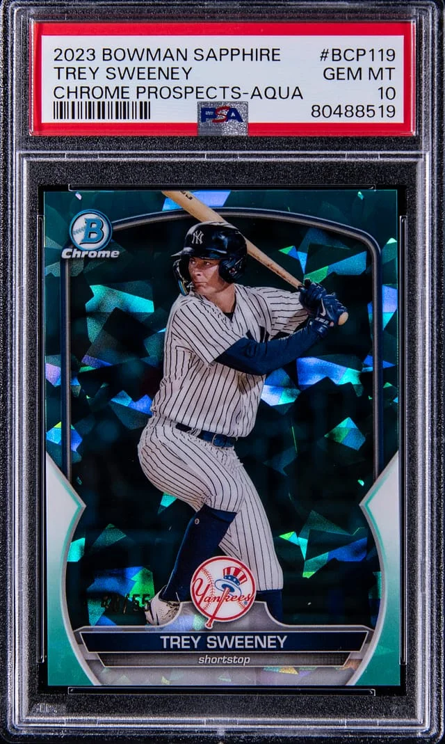 2023 Bowman Trey Sweeney Sapphire Chrome Prospects Aqua Refactor #BCP119 card image