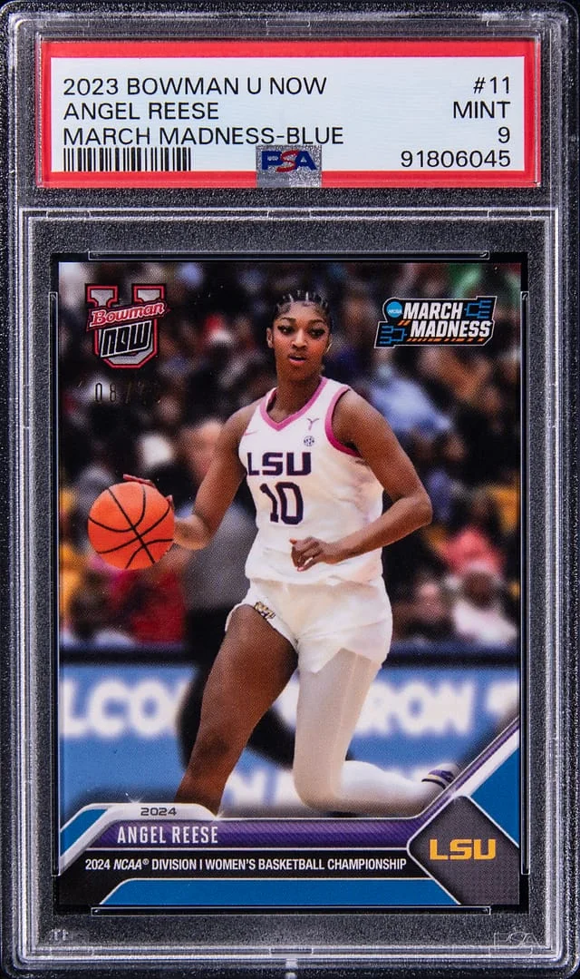 2023 Bowman University Angel Reese Now March Madness Blue #11 card image