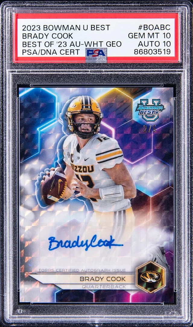 2023 Bowman University Best Brady Cook Of 2023 Autograph White Geo #BOABC card image