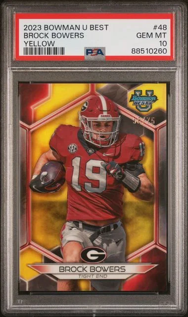 2023 Bowman University Best Brock Bowers Yellow #48 card image