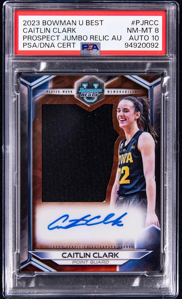 2023 Bowman University Best Caitlin Clark Prospect Jumbo Relic Autograph #PJRCC card image
