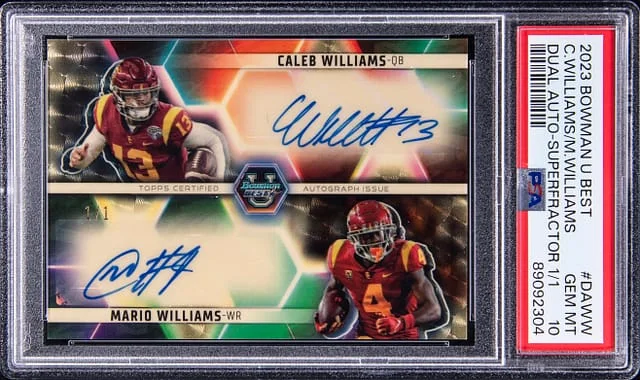 2023 Bowman University Best Caleb Williams/Mario Williams Dual Autograph SuperFractor #DA-WW card image