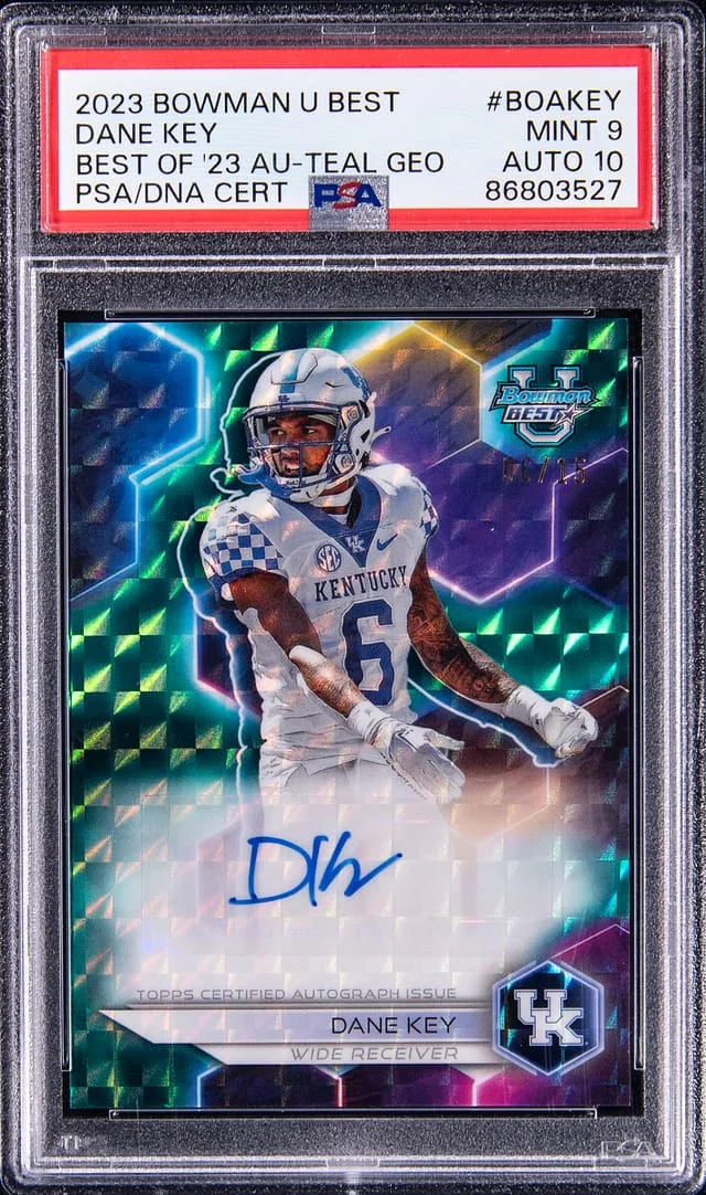 2023 Bowman University Best Dane Key of '23 Autograph Teal Geometric #BOAKEY card image