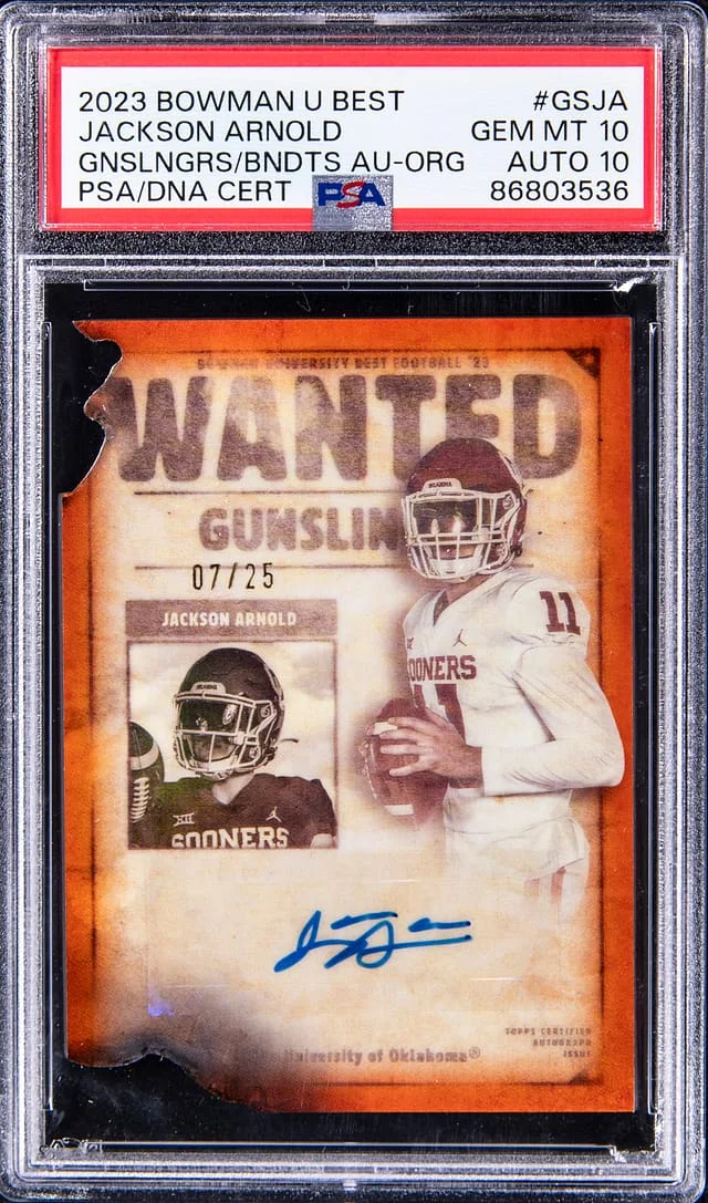 2023 Bowman University Best Jackson Arnold Gunslingers and Bandits Autograph Orange #GSJA card image