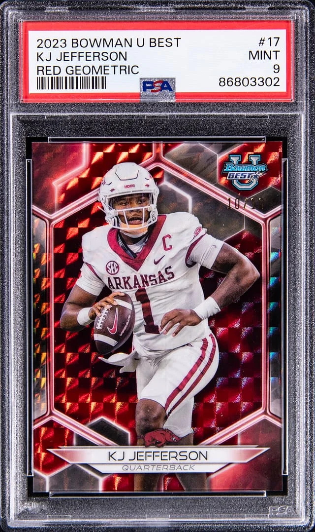 2023 Bowman University Best KJ Jefferson Red Geometric #17 card image