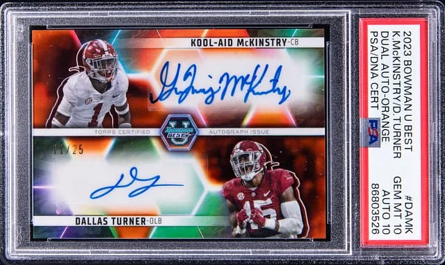 2023 Bowman University Best Kool-Aid McKinstry/Dallas Turner Dual-Autograph Orange #DAMK card image