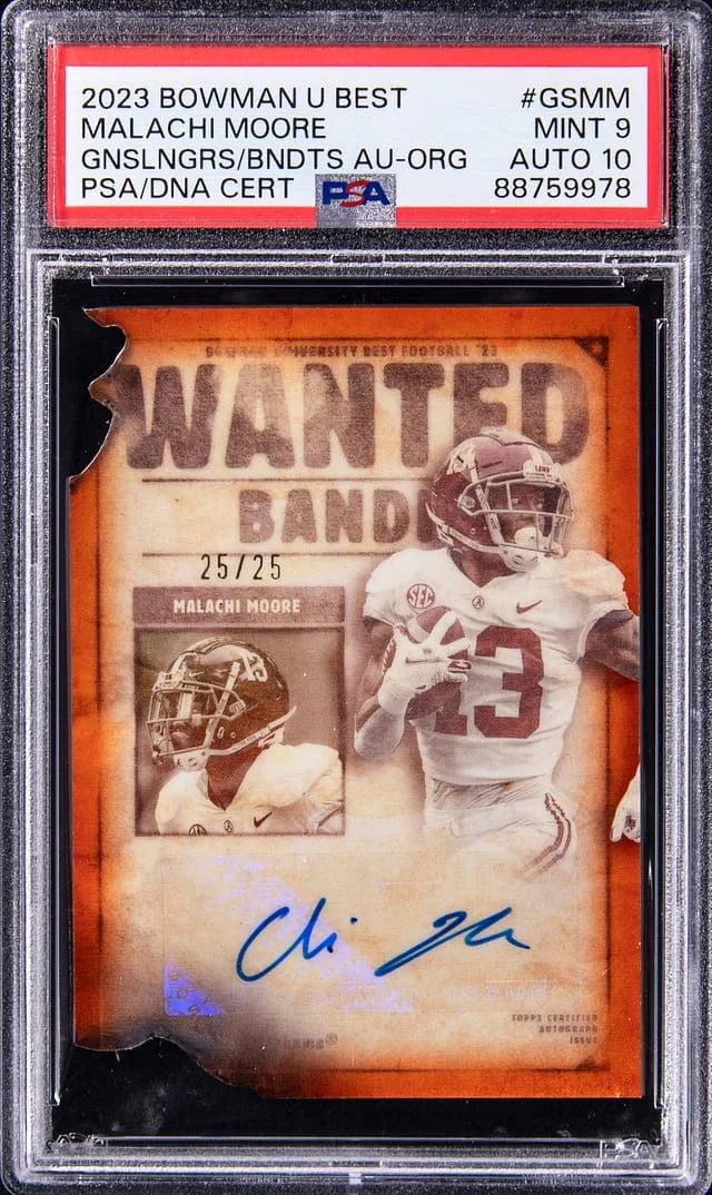 2023 Bowman University Best Malachi Moore Gunslingers & Bandits Autograph Orange #GSMM card image