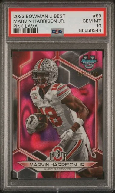 2023 Bowman University Best Marvin Harrison Jr. Pink Lava #89 card image