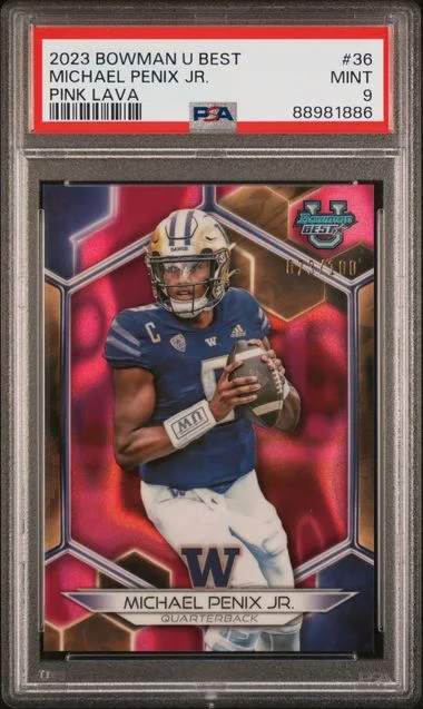 2023 Bowman University Best Michael Penix Jr. Gold #36 card image