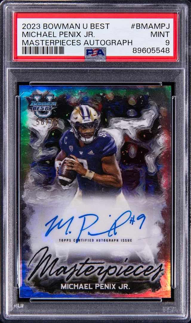 2023 Bowman University Best Michael Penix Jr Masterpieces Autograph #BMAMPJ card image