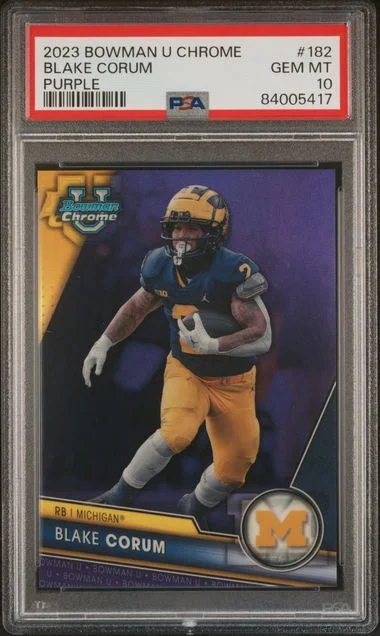 2023 Bowman University Chrome Blake Corum Purple #182 card image