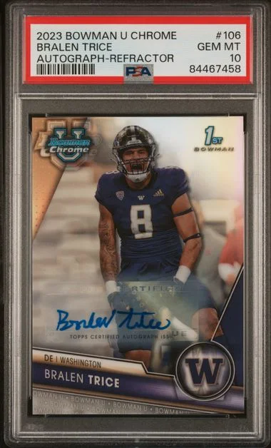 2023 Bowman University Chrome Bralen Trice Autograph-Refractor #106 card image