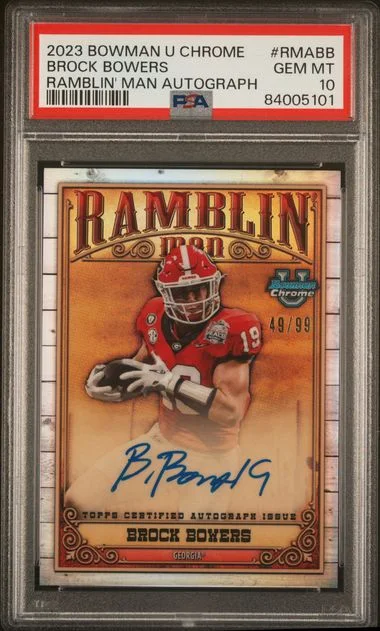 2023 Bowman University Chrome Brock Bowers Ramblin' Man Autographs #RMA-BB card image