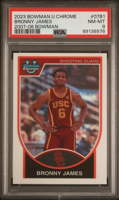 2023 Bowman University Chrome Bronny James 2007-08 Bowman #07B1 card image