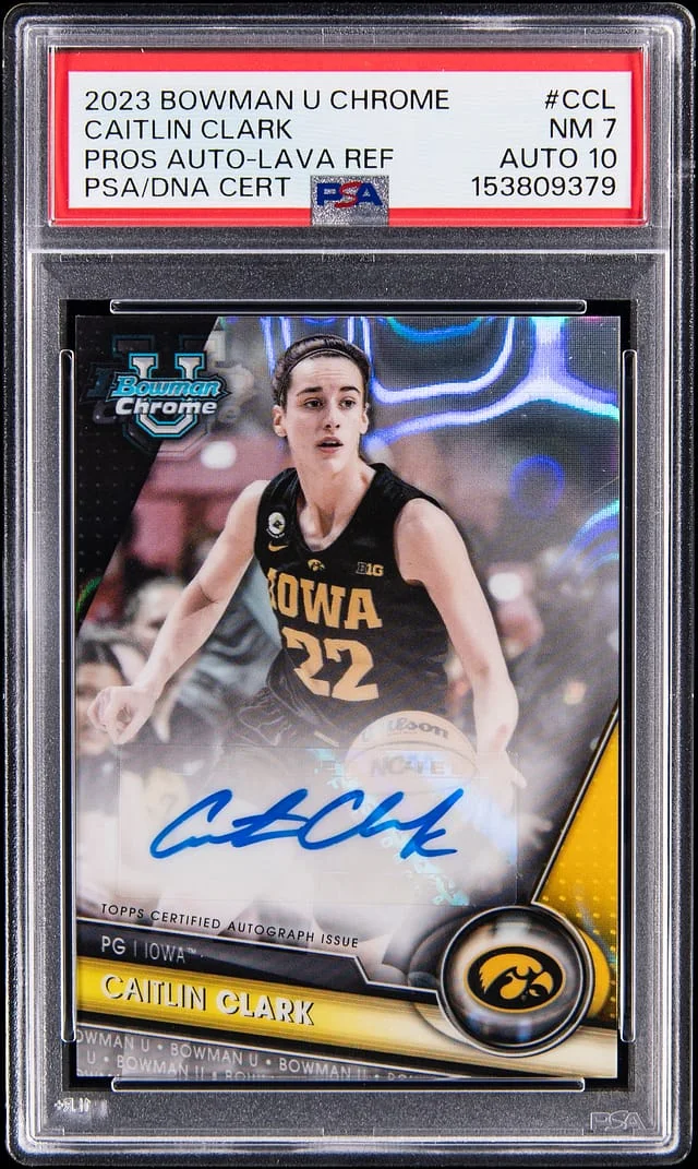 2023 Bowman University Chrome Caitlin Clark Prospect Autographs Lava Refractor #BCPA-CCL card image