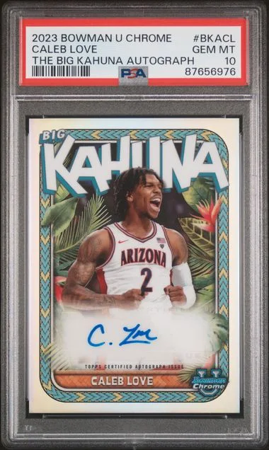 2023 Bowman University Chrome Caleb Love The Big Kahuna Autographs #BKACL card image