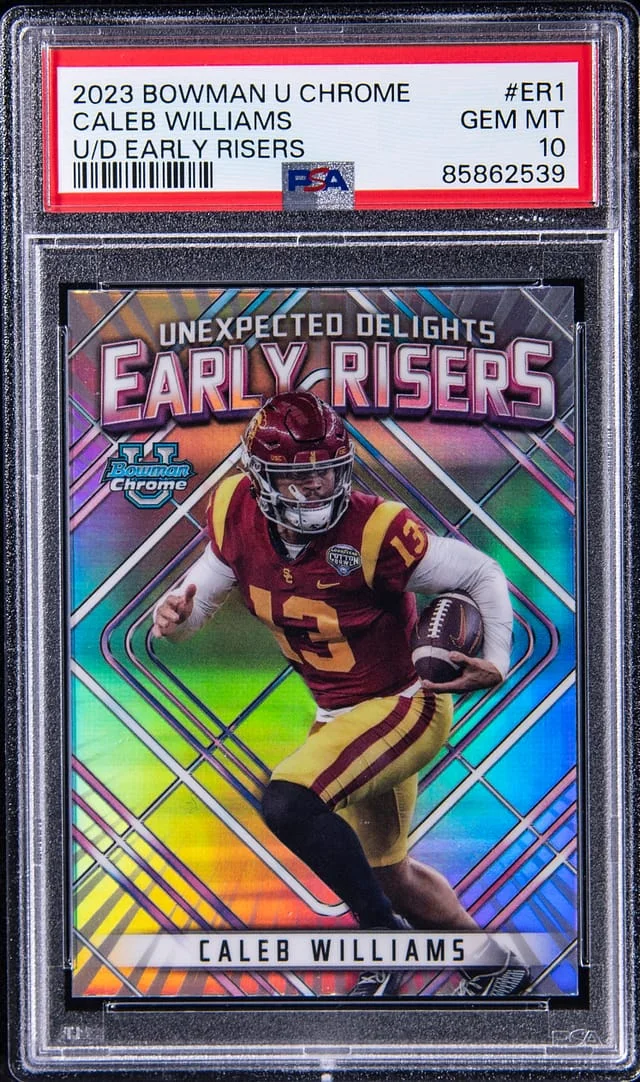 2023 Bowman University Chrome Caleb Williams Unexpected Delights Early Risers #ER1 card image