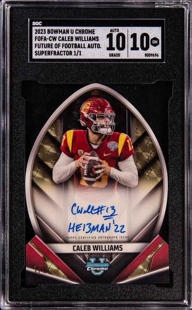 2023 Bowman University Chrome Caleb Williams Future Of Football Autographs SuperFractor #FOFA-CW card image