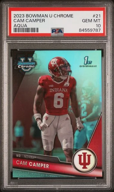 2023 Bowman University Chrome Cam Camper Aqua #21 card image
