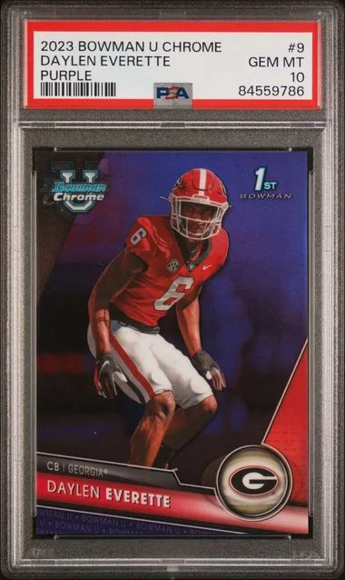 2023 Bowman University Chrome Daylen Everette Purple #9 card image