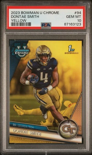 2023 Bowman University Chrome Dontae Smith Yellow #94 card image