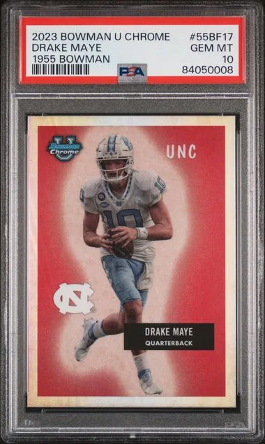 2023 Bowman University Chrome Drake Maye 1955 Bowman #55BF-17 card image