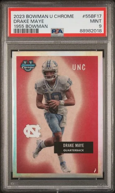 2023 Bowman University Chrome Drake Maye 1955 Bowman #55BF17 card image