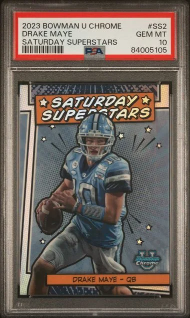 2023 Bowman University Chrome Drake Maye Saturday Superstars #SS2 card image
