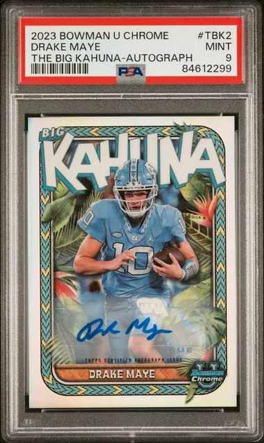 2023 Bowman University Chrome Drake Maye The Big Kahuna Autograph #TBK2 card image