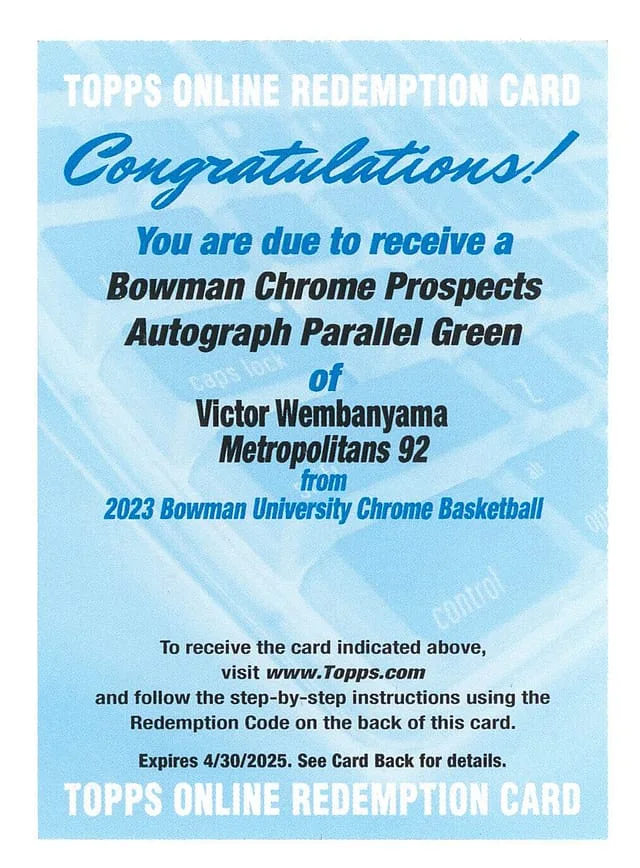2023 Bowman University Chrome Green Parallel Victor Wembanyama #no-number card image