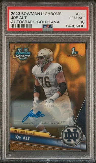 2023 Bowman University Chrome Joe Alt Autograph-Gold Lava #111 card image