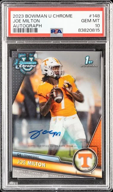 2023 Bowman University Chrome Joe Milton Autograph #148 card image