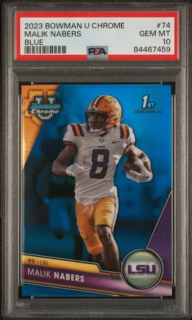 2023 Bowman University Chrome Malik Nabers Blue #74 card image