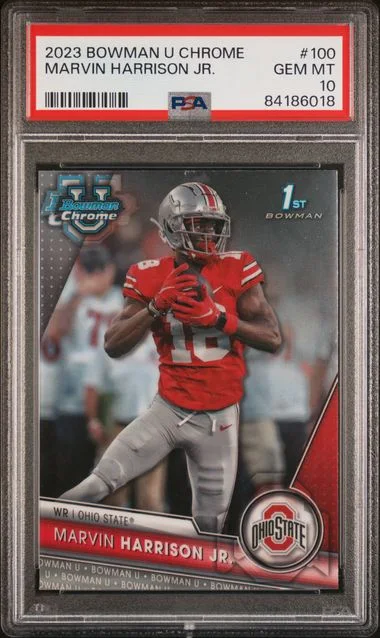 2023 Bowman University Chrome Marvin Harrison Jr. 1st Bowman #100 card image