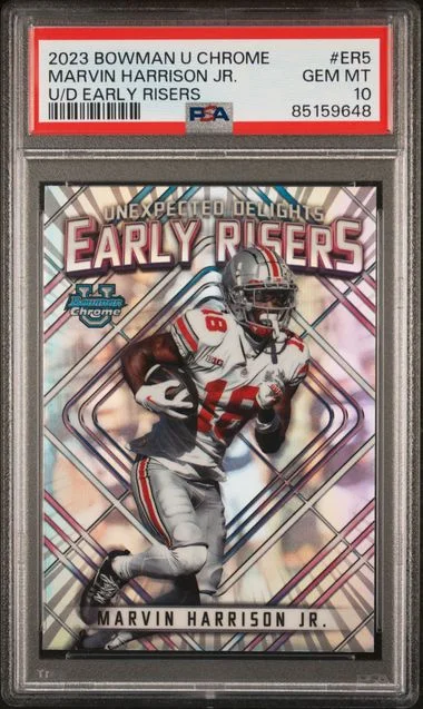 2023 Bowman University Chrome Marvin Harrison Jr. Unexpected Delights Early Risers #ER5 card image