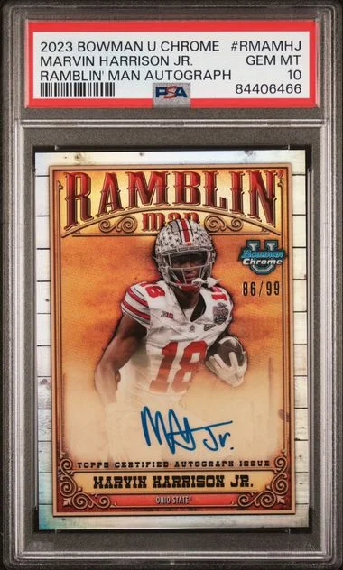 2023 Bowman University Chrome Marvin Harrison Jr. Ramblin' Man Autographs #RMA-MJH card image