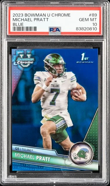 2023 Bowman University Chrome Michael Pratt Blue #89 card image