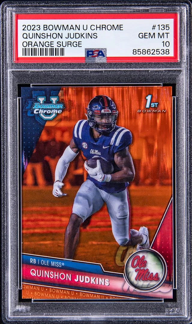 2023 Bowman University Chrome Quinshon Judkins Orange Surge #135 card image